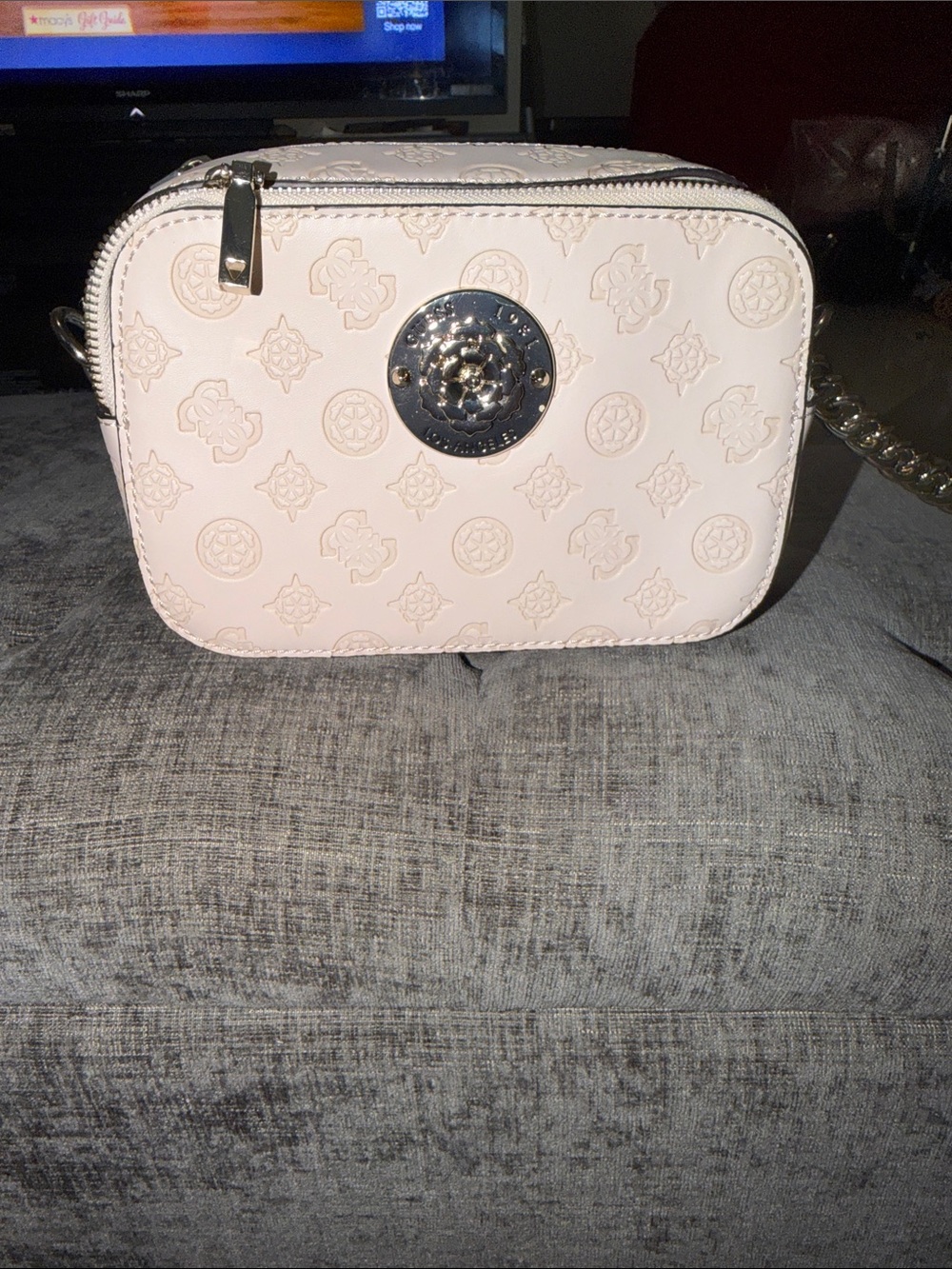 Guess Embossed Logo Crossbody Bag - Blush Pink